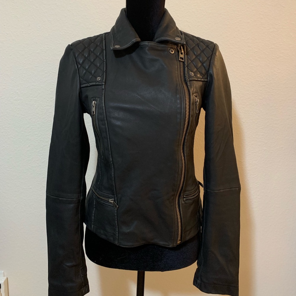 All Saints Cargo Leather Biker Jacket (Brand New)